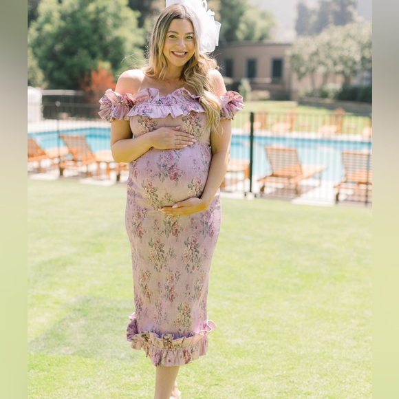 V. Chapman Lilac Dress – Baby Shower / Bridal / Bump-Friendly Midi (Sz 4)